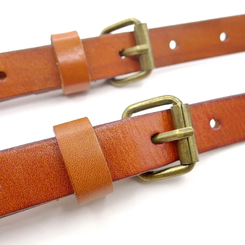NWE Ginger leather suspender light brown  with leather hook and buckle strap braces for men and women
