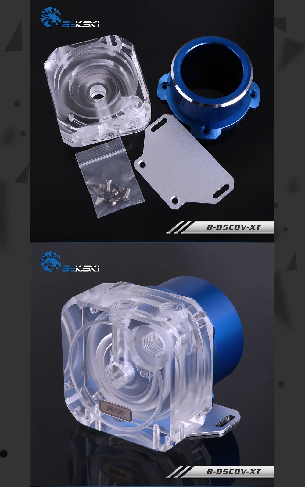 Bykski B-D5COV-XT D5 крышка насоса/топ комплект, броня, высокая производительность, бесшумный, для D5 насос, заменить оригинальную крышку/Топ