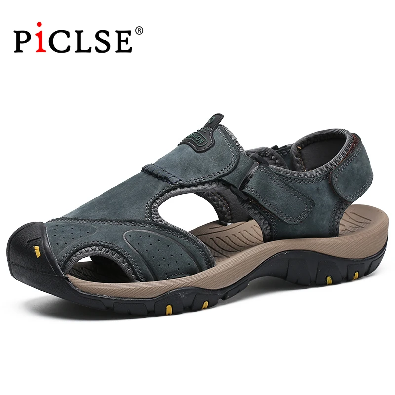 

Large Size Genuine Leather Men Sandals Classic Men Beach Sandals Summer Shoes for Beach Outdoor Sandals Walking shoes male