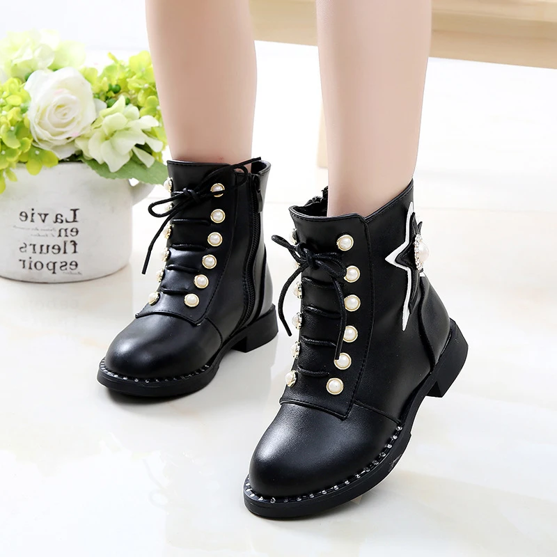 

Teenager Children's Boots Girls Princess Shoes Winter Plus Velvet Waterproof Warm Kids Snow Martin Boots 5 6 8 10 12 14 Years
