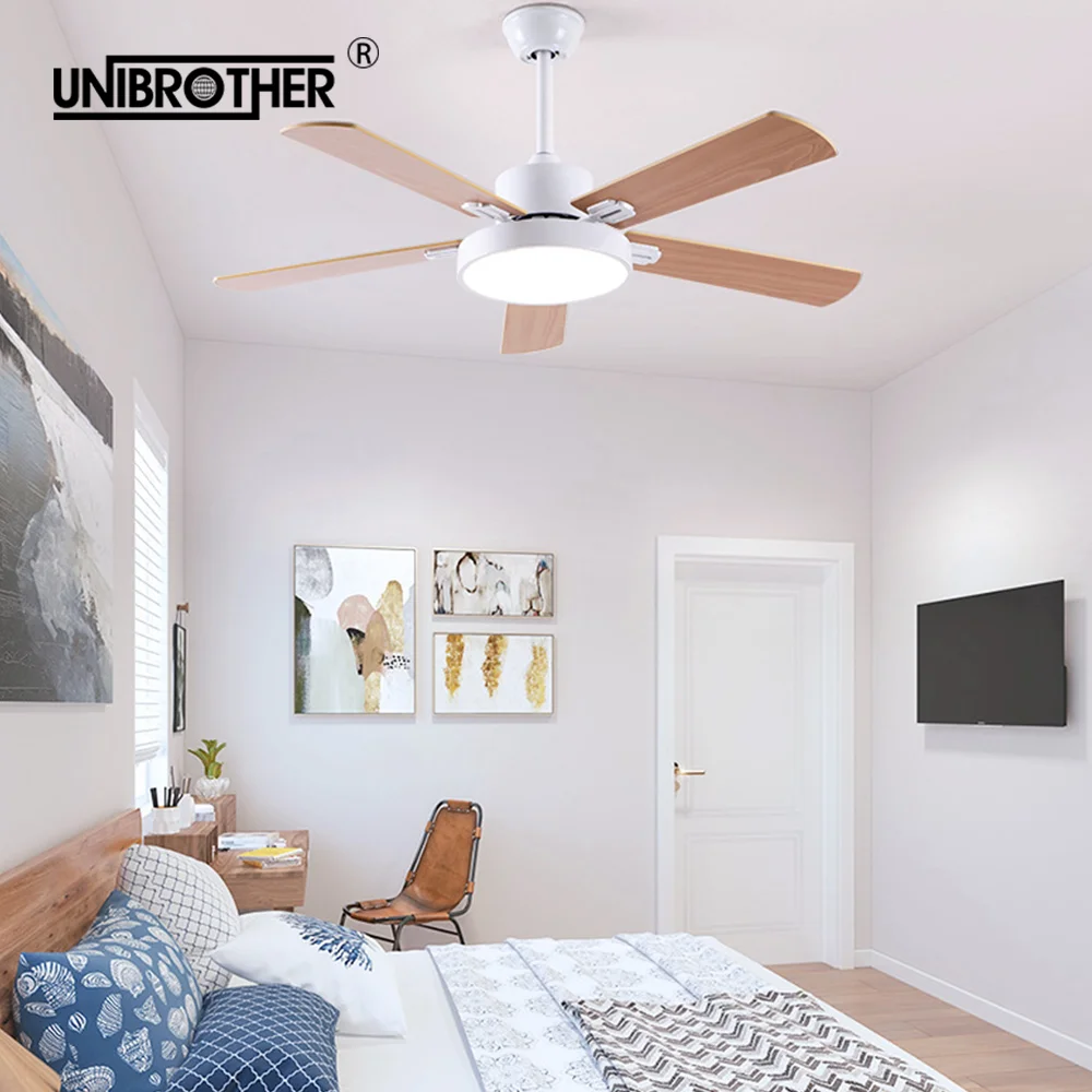 52-дюймовые потолочные вентиляторы с 5 лезвиями инвертор Деревянный Ретро
