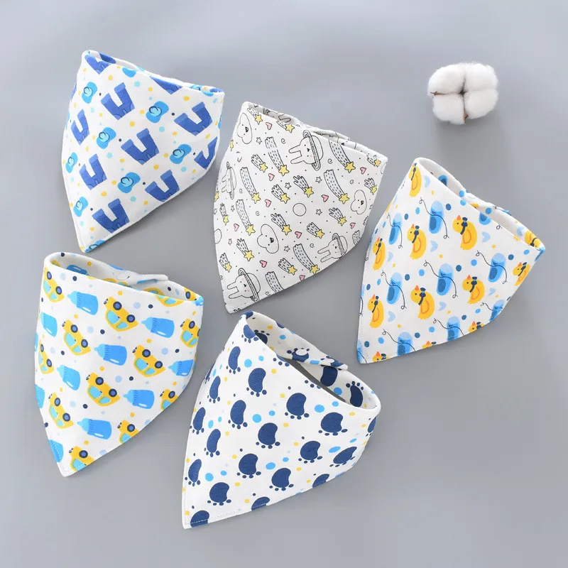 Baberos triangulares de algod&oacute;n para beb&eacute; reci&eacute;n nacido, toalla para Saliva, delantal para alimentaci&oacute;n de beb&eacute;, ropa para ni&ntilde;os y ni&ntilde;as, Bandana, 5 piezas-5