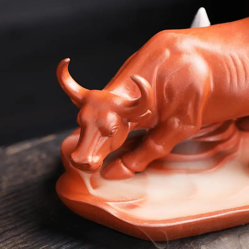 

The Year Of The Ox Backflow Incense Burner Free Gift 20 Pcs Cones Smoke Waterfall Incense Holder Home Decor Porcelain Censer