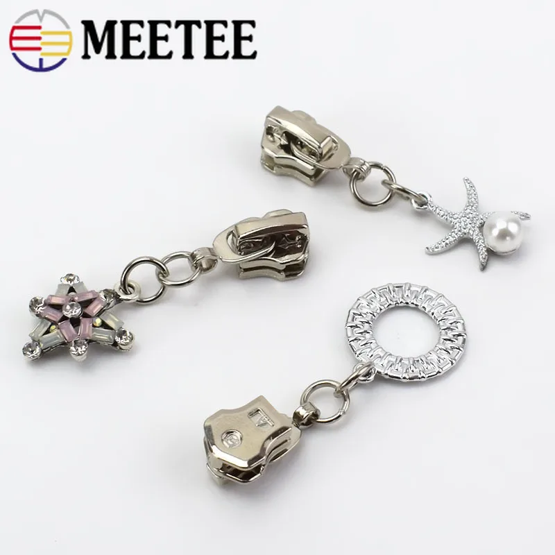 Meetee 5 шт. 5# металлические ползунки для молнии голова для металлической молнии DIY куртки одежда молния кулон Ремонтный комплект сумка Одежда Декор Аксессуары