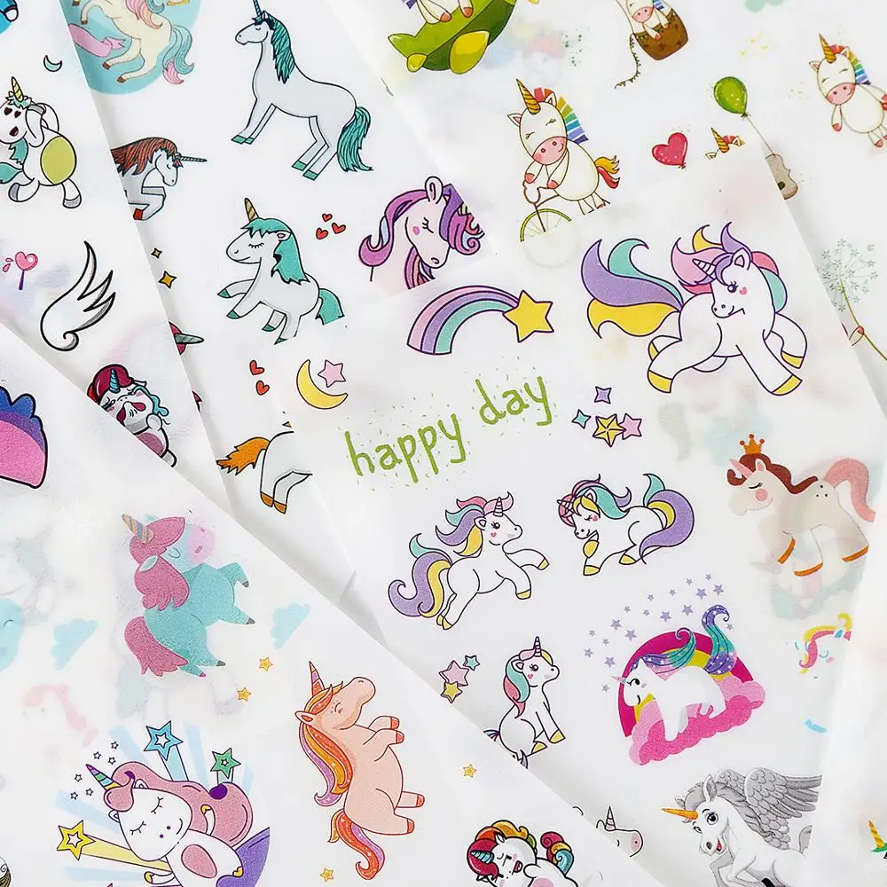 

6pcs/set Rainbow Unicorn Stickers Happy Day Cartoon Sticker Decoration Journal Notebook Stationery Girl Kids Gift School H6942