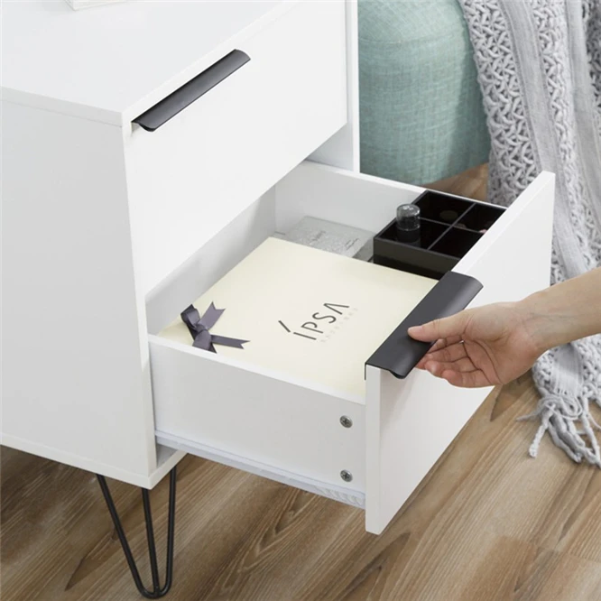 

100PCS Nordic Black Hidden Cabinet Pulls 80/120/150MM Kitchen Cupboard Handles Drawer Knobs Furniture Handle Bedroom Hardware