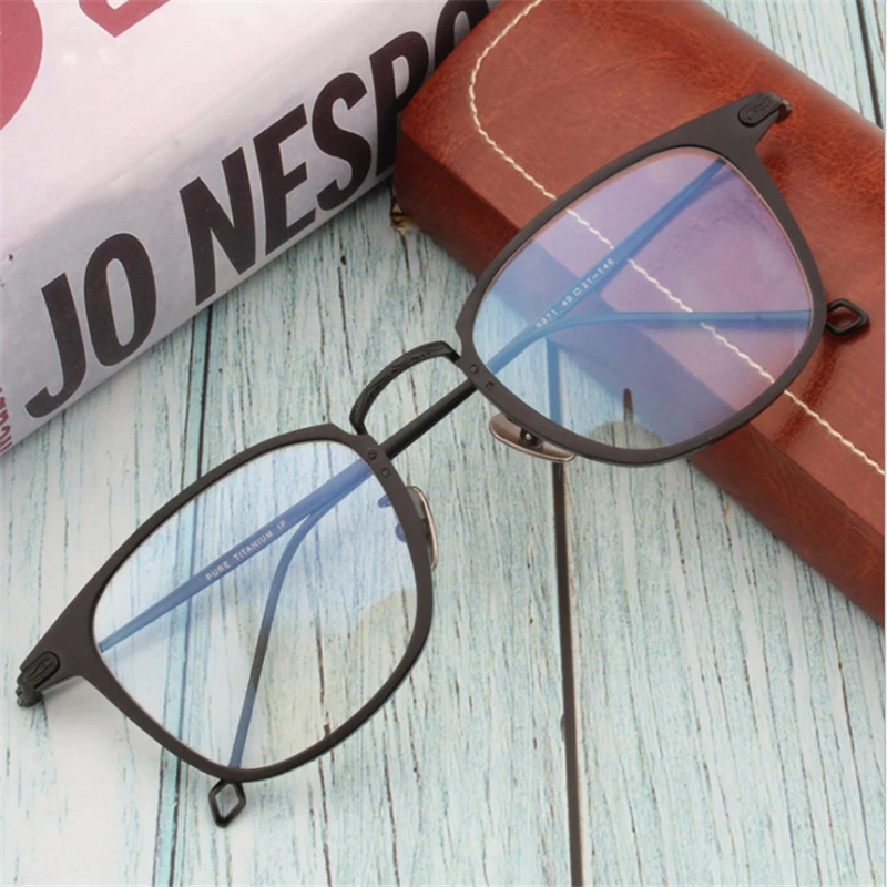 

Titanium Glasses High Quality Square Eyeglasses Prescription Round Glasses Designer Optical Glasses Black Frame Light Metal
