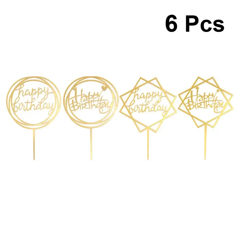 6 Pcs Торт топпера мульти формы смешанных акриловых С Днем Рождения фрукты
