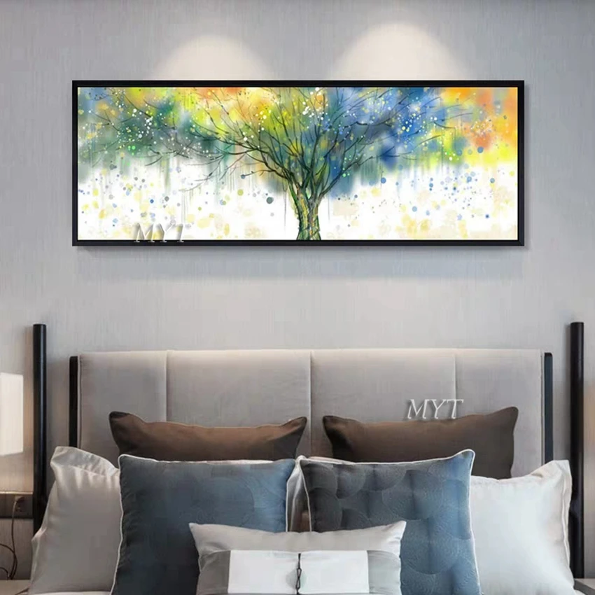 

Hand-painted Colorful Tree Thick Oil Painting Canvas Artwork Wall Art Wall Hanging Pictures Unframed For Home Decoration Piece