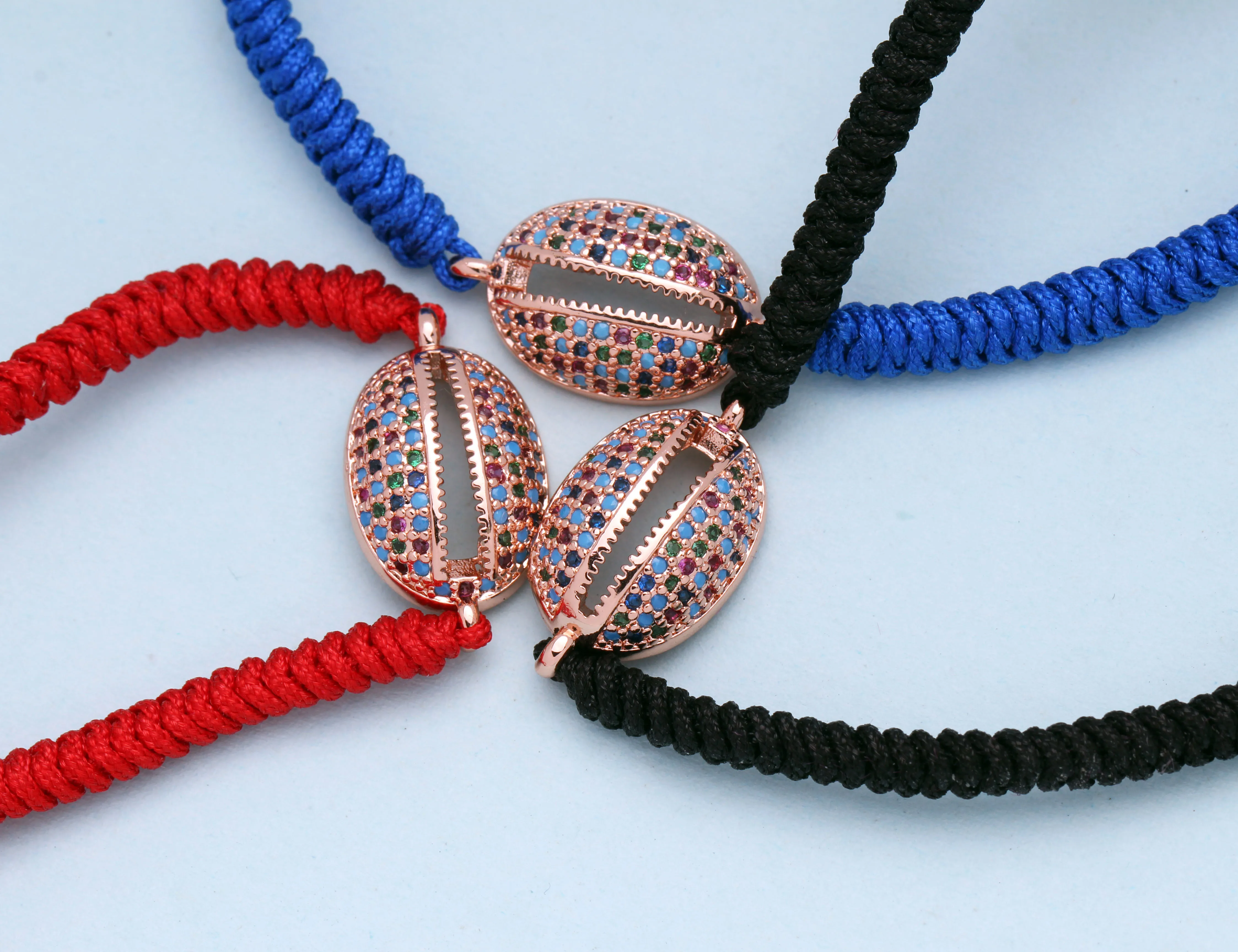 Цветной CZ Кристалл тибетский буддийский счастливый узел макраме медный браслет