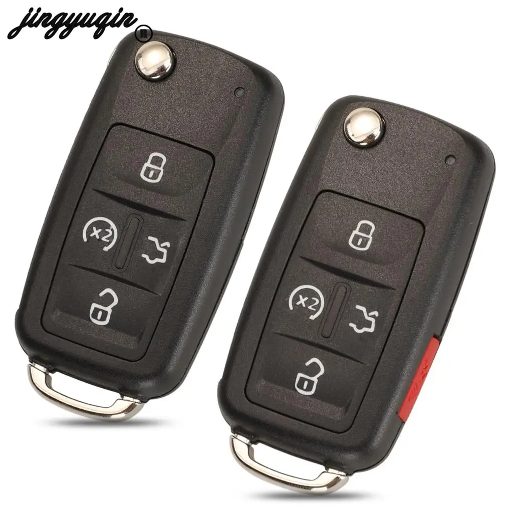 

jingyuqin 10pcs For Volkswagen VW Sharan multivan t5 Caravelle Fob 4/5 Buttons Flip Remote Car Key Shell Uncut Blade Replacement