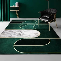 luxury deep emerald green carpets geometric gold lines white marble mosaic area rugs livingroom bedroom sofa non slip floor mat
