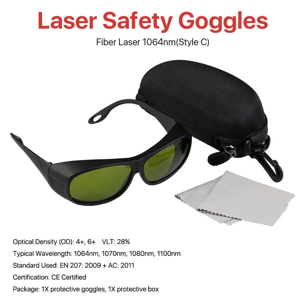 

1064nm Laser Safety Goggles Protective Glasses Shield Protection Eyewear Style C 850nm-1300nm For YAG DPSS Fiber Laser