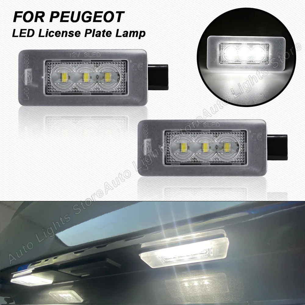 

2PCS LED License Plate Lights Number Plate Lamps For Peugeot 207 CC 07- 308 15- 2008 15- 208 12-17 For Citroen C5 III RD 08-
