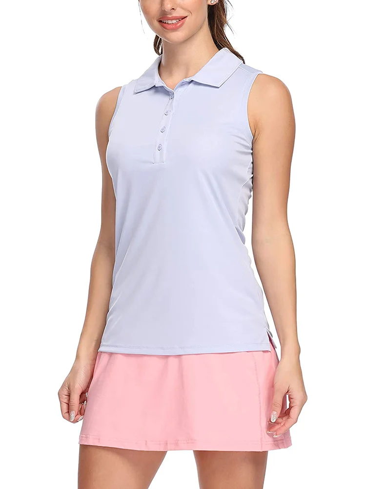 

Womens Polo Sleeveless Shirts UPF 50+ Quick Dry Golf Tennis Athletic Tank Tops Outdoor Sports