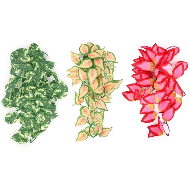 3 предмета в комплекте под рептилию растения Пластик Террариум завод висит из