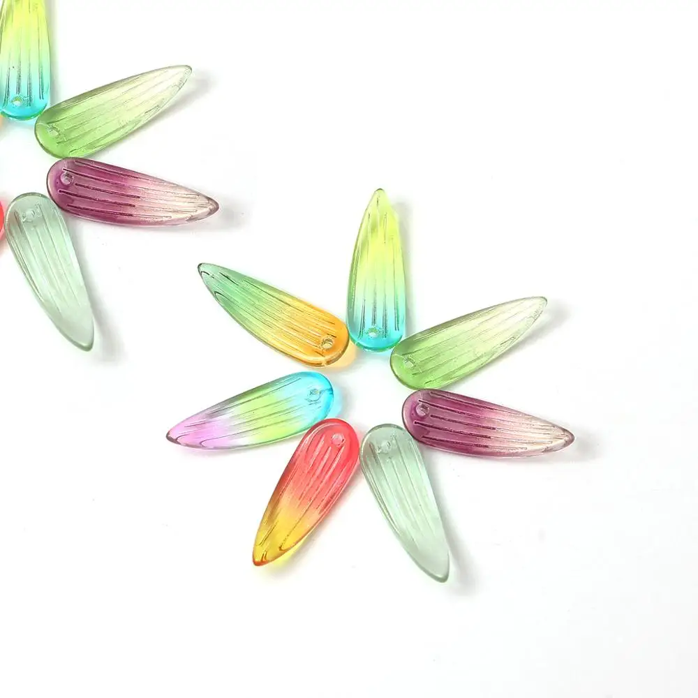 10 шт./лот 26x9 мм цветные стеклянные бамбуковые листья бусины для ювелирных изделий