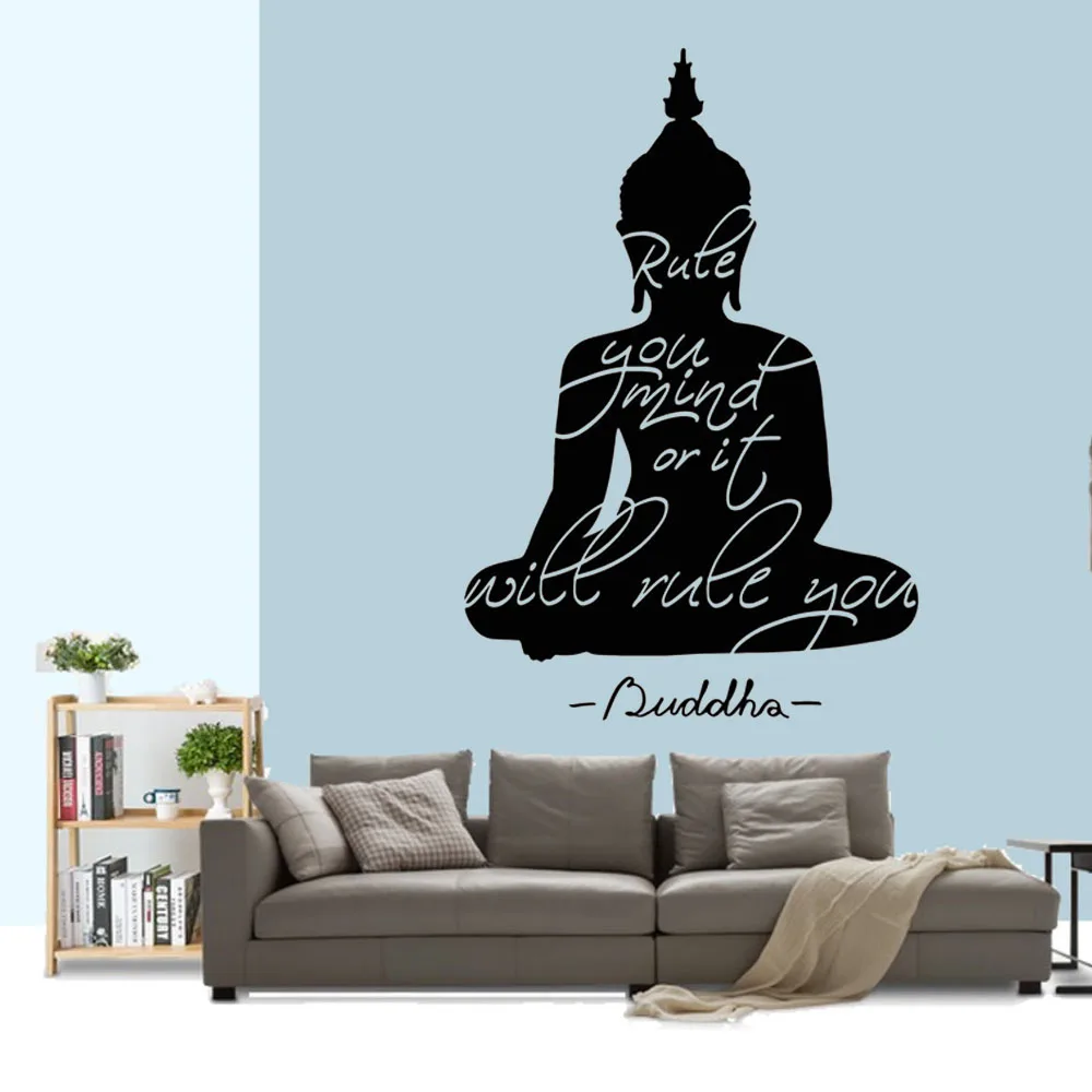 

Buddhist Quote Rule Your Mind Meditation Budhha Wall Stickers Indian Buddha Decal Interior Houseware Vinyl DIY Wall Mural ph181