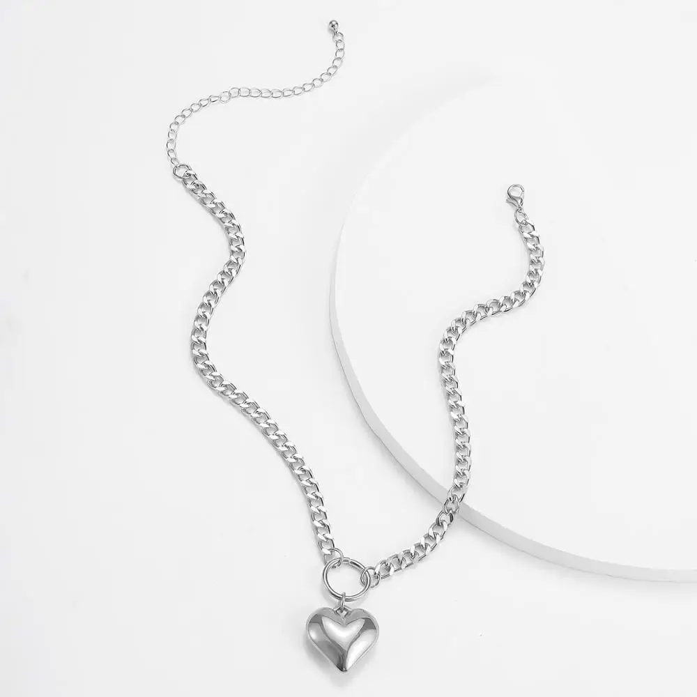 

SHIXIN Love Neck Chain With Heart Pendant Necklace for Women Gold/Silver Color Choker Necklace 2020 Fashion Jewelry Girl Collier