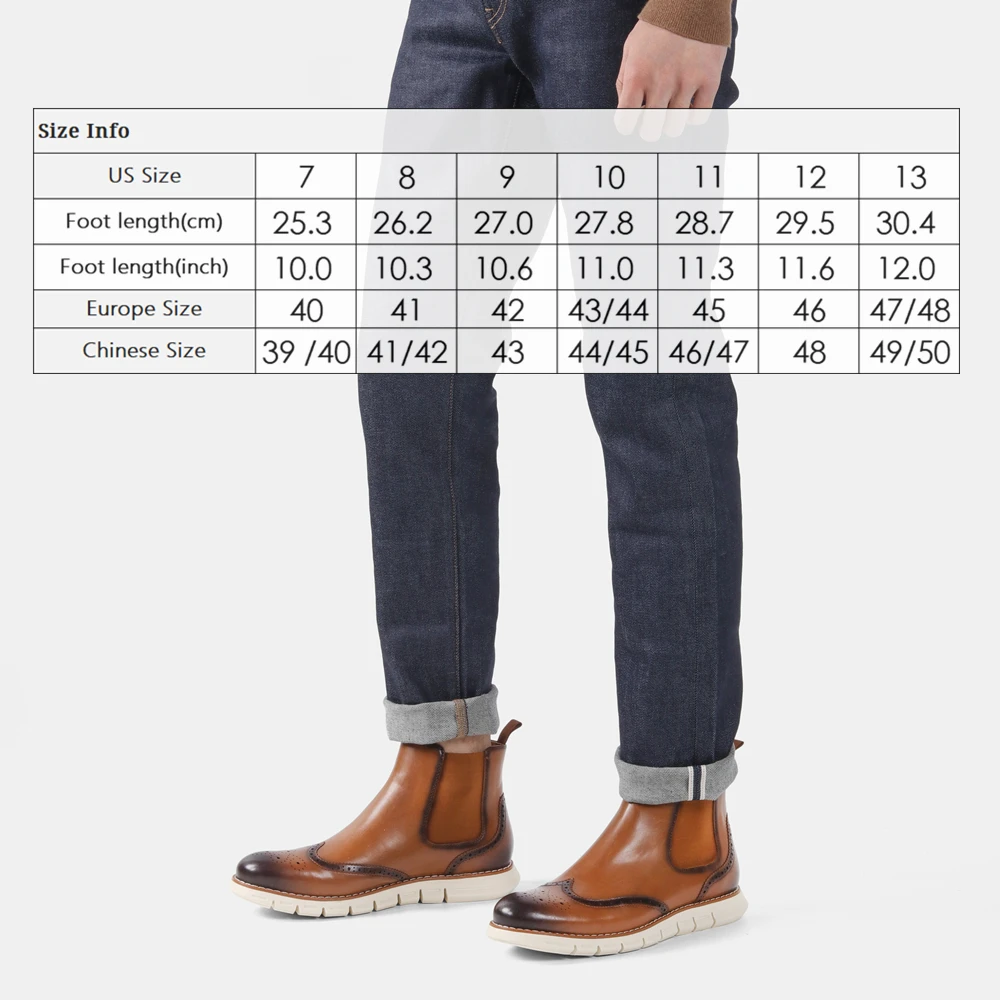 

7~13 boots men brand Nice comfortable lightweight fashion Brogue Chelsea boots leather #AL513