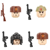 ww2 soviet union military army soldiers figures building blocks russia infantry weapons guns parts mini bricks toy for children