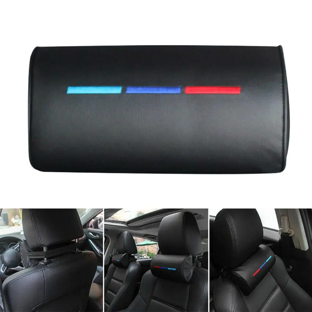 

Car Headrest Neck Pillow For BMW M3 M5 X1 X3 X5 X6 E46 E39 Leather Neck Protection Supporter Headrest Car Safety Neck Pillow