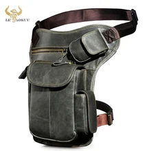 Top Quality Leather Men Design Casual Vintage Messenger Sling Bag Fashion Travel Fanny Waist Belt Pack Leg Drop Bag 3106 