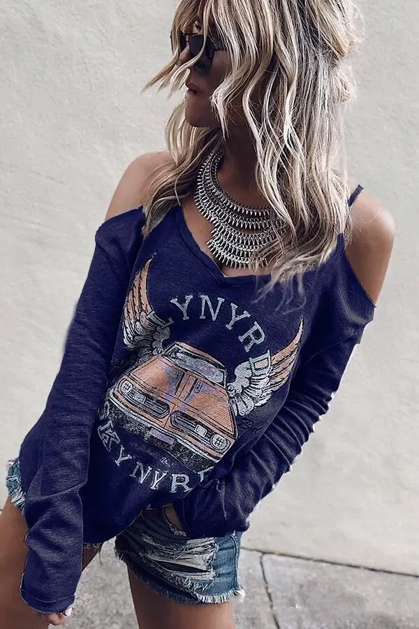 Женская футболка с длинным рукавом и открытыми плечами VTDEX | одежда