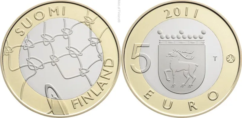 

Finland 2011 Regional Series Arand 5 Euro Bimetallic Commemorative Coin Unc 100% Original Coins Real Euro Coin