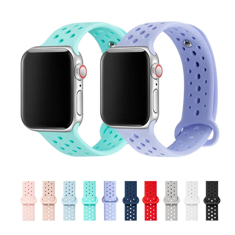 Ремешок силиконовый для Apple Watch band 38 мм 40 42 44 сменный спортивный браслет iWatch 1 2 3 4