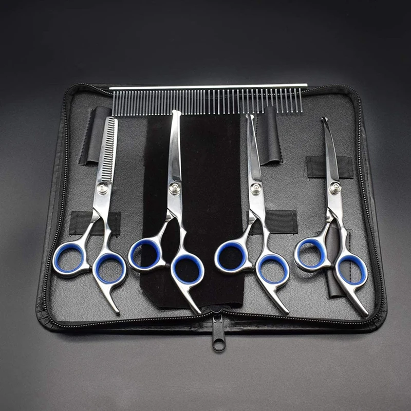 

Dog Grooming Scissors with Safety Round Tips Pet Grooming Trimmer Kit Straight Scissors with Comb for Dogs and Cats