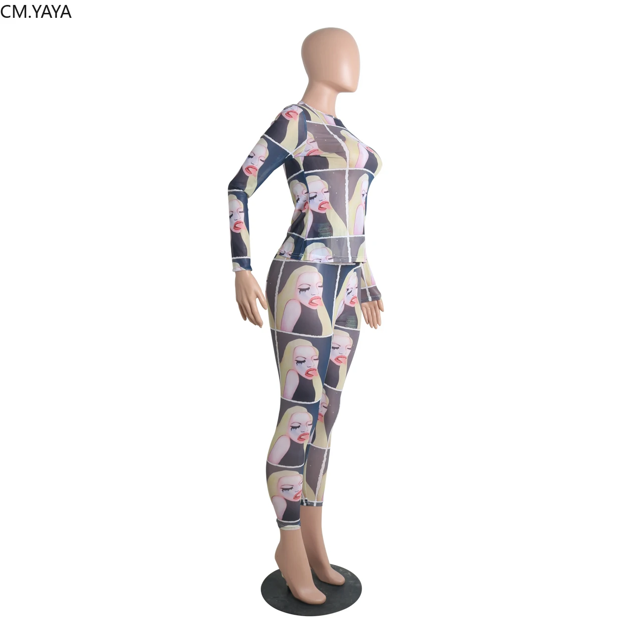 Новинка 2019 года женская одежда с круглым вырезом и длинными рукавами сетчатый