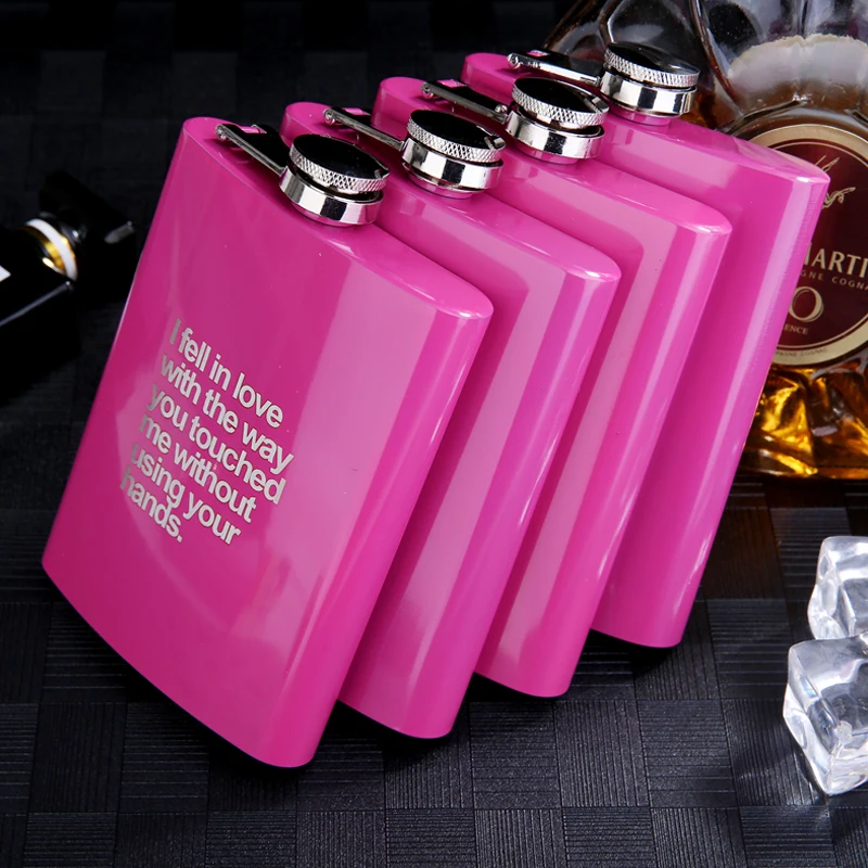 Фляга из нержавеющей стали 8 унций розово красная|Плоские фляги| |