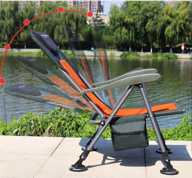 

Five-speed adjustment, reclining light fishing chair, breathable mesh surface, all-terrain folding fishing chair