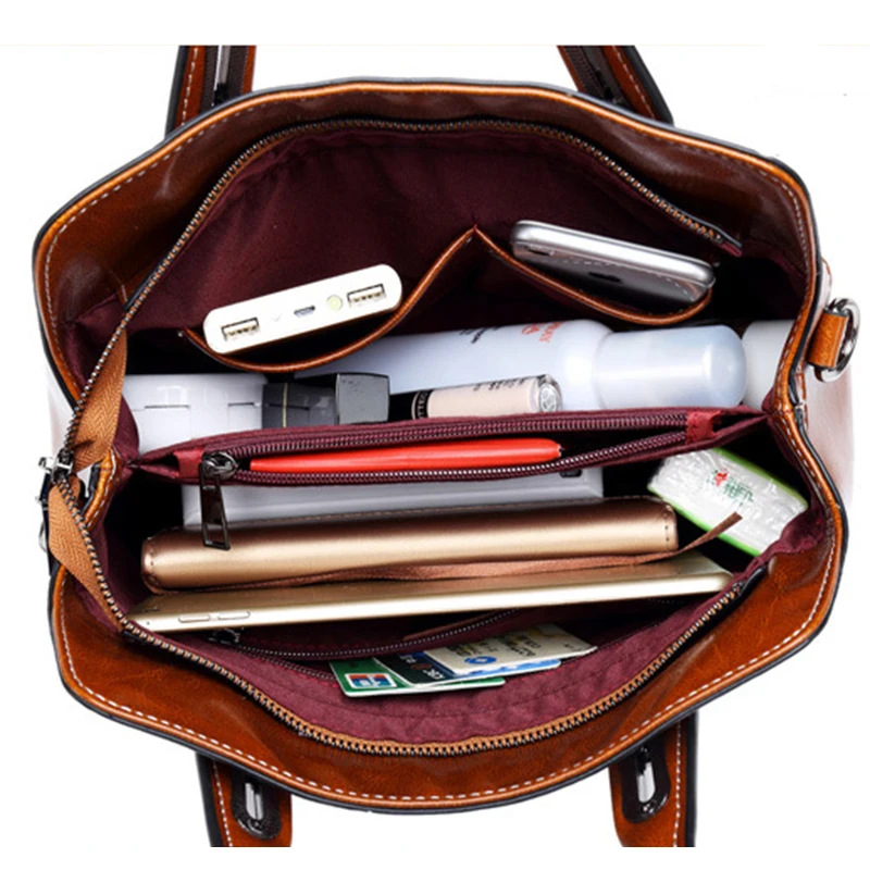 Сумка-тоут женская из натуральной кожи саквояж на плечо через Повседневная