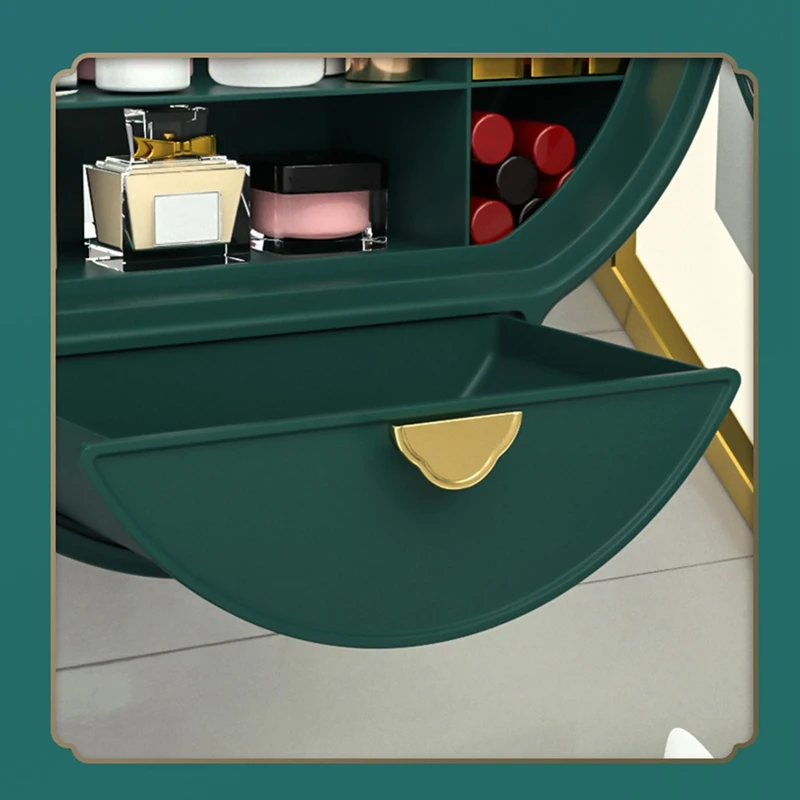 

Wall-Mounted Makeup Organizer Punch-Free Bathroom Cosmetic Storage Box Dustproof and Waterproof Bathroom Jewelry Rack