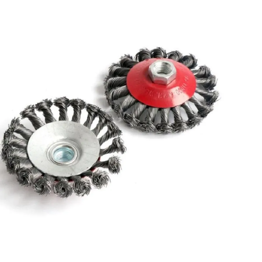 1Pcs M14 M10 Screw Twist Knot Wire Wheel Cup Brush For Angle Grinder Steel & Alloy Metals Twisted Crimped Brushes - купить по