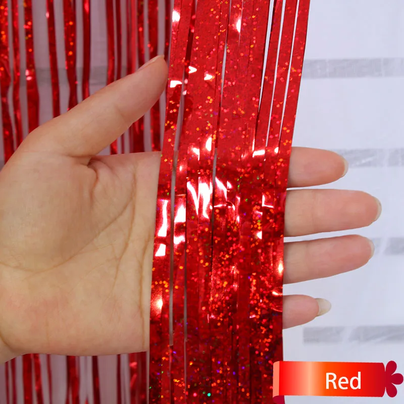 Red 1x4 м Блестящий Свадебный фон для детей на день рождения украшения для взрослых Mariage фольга бахрома занавес Casamento дождь шторы домашний декор - Цвет: Red