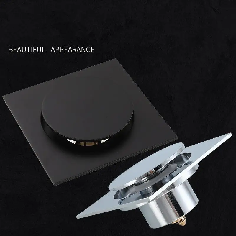 Напольный слив черный/хромированный латунный Слив для душа дезодорант ванной