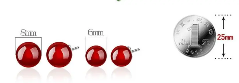 ModaOne 925 Sterling Silver Earrings Red Black Ball For Women Girl boucle d'oreille | Украшения и аксессуары