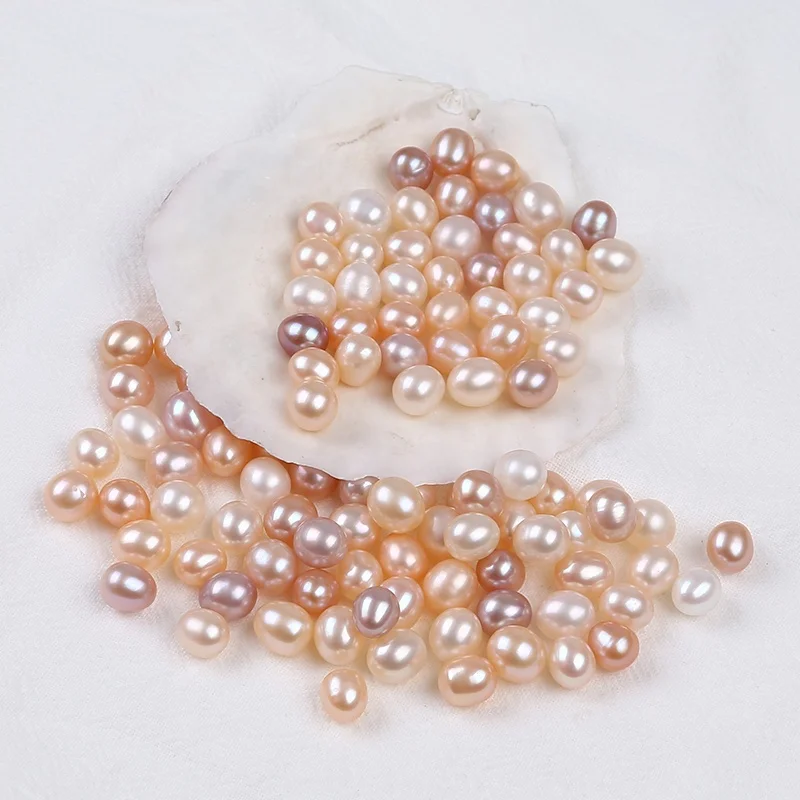 

Wholesale 6.5-7.5mm natural pink purple rice freshwater loose pearls beads