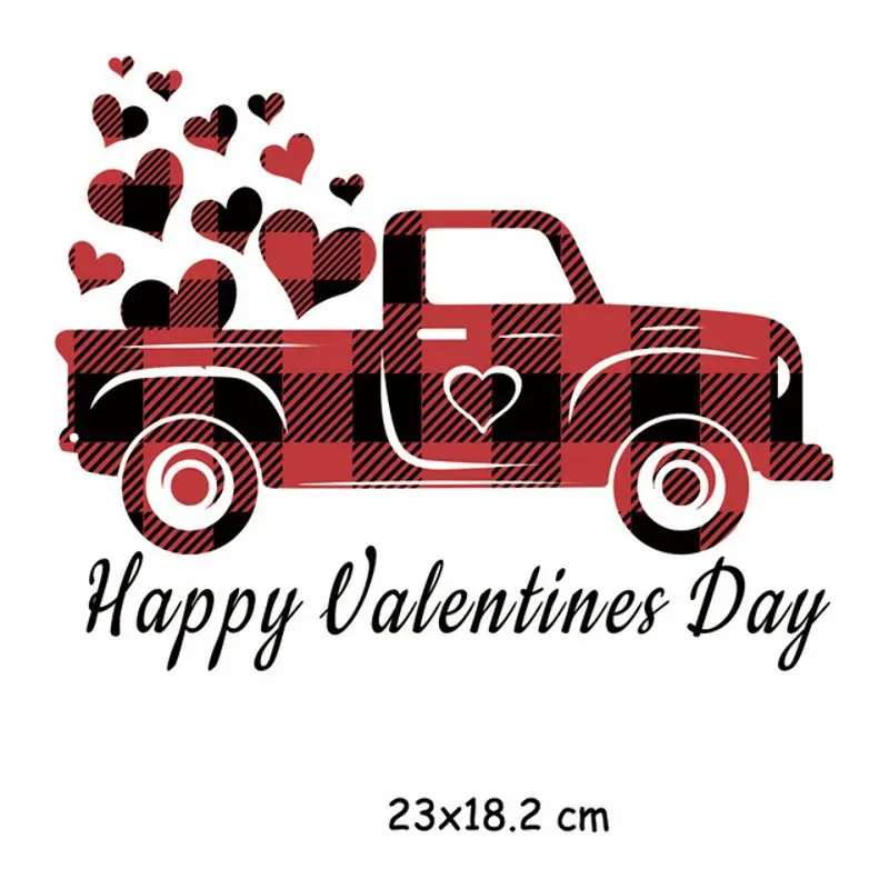 

23x18.2cm Lovely Valentine's Day Car Iron On Patches For DIY Heat Transfer Clothes T-Shirt Thermal Stickers Decoration Printing