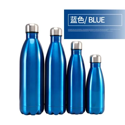 Blue 350/500/750/1000 мл с двойными стенками Творческий BPA бесплатно колы бутылки воды Нержавеющая сталь пива Чай Кофе Портативный Спортивная Герметичная Бутылка - Цвет: Blue
