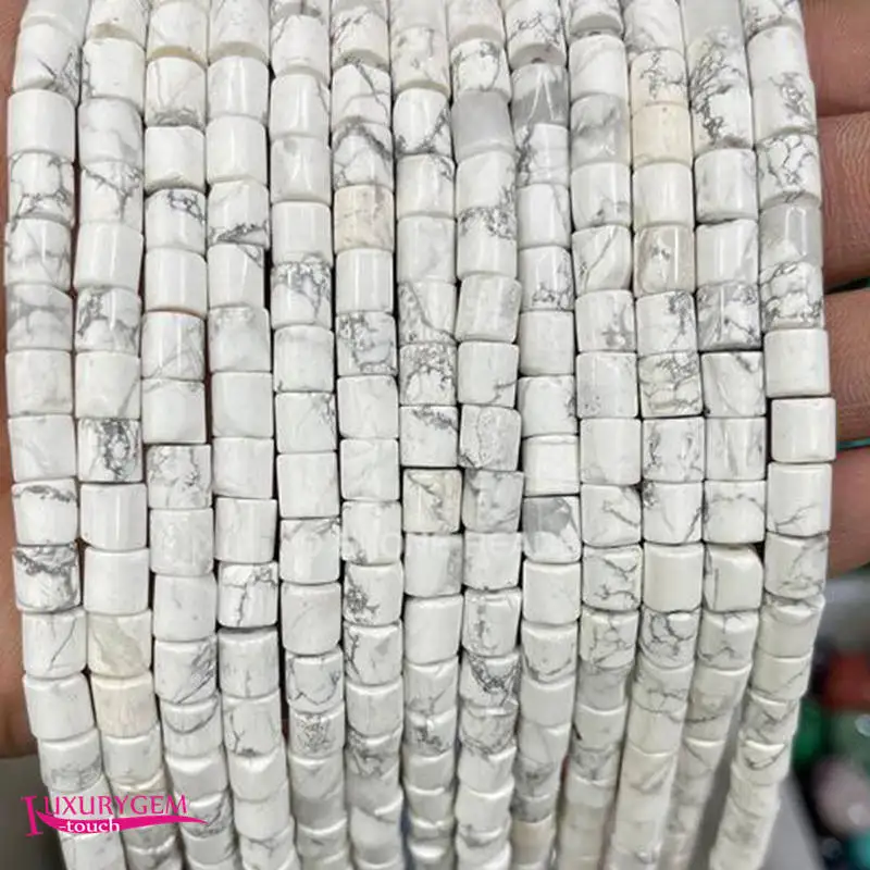 

Natural White Turquoises Stone Spacer Loose Beads High Quality 6x6mm Smooth Column Shape DIY Gem Jewelry Making 38cm a3769