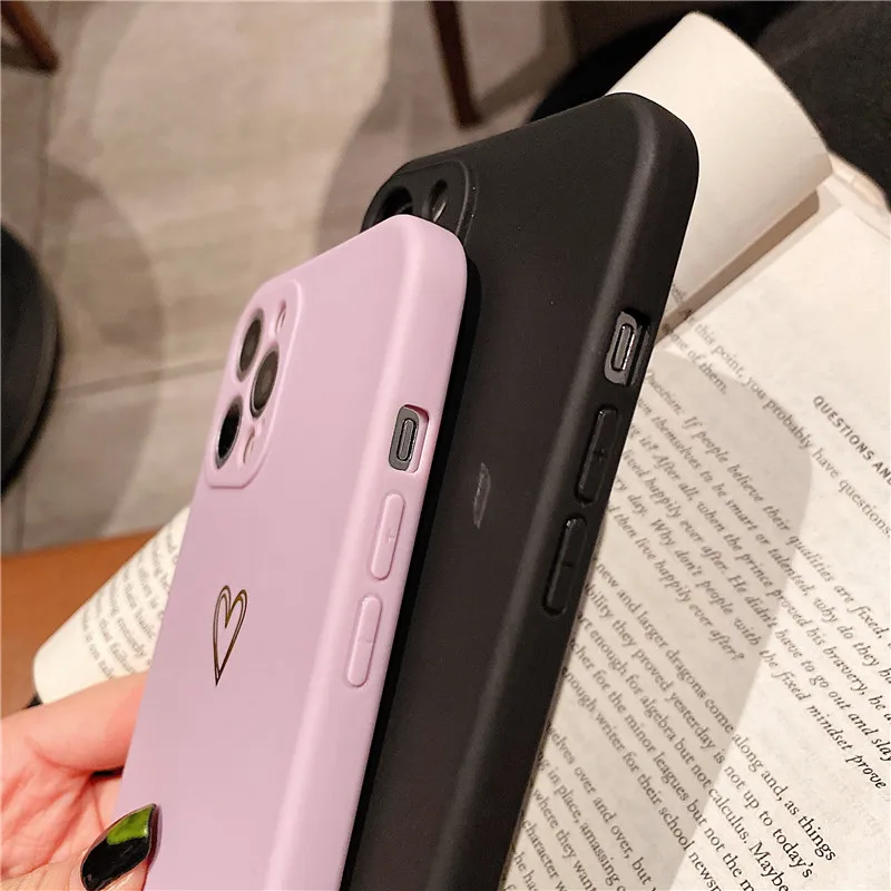ottwn candy color love heart pattern phone case for iphone 11 12 13 pro max mini x xr xs max 7 8 plus se 2020 soft silicon cover free global shipping