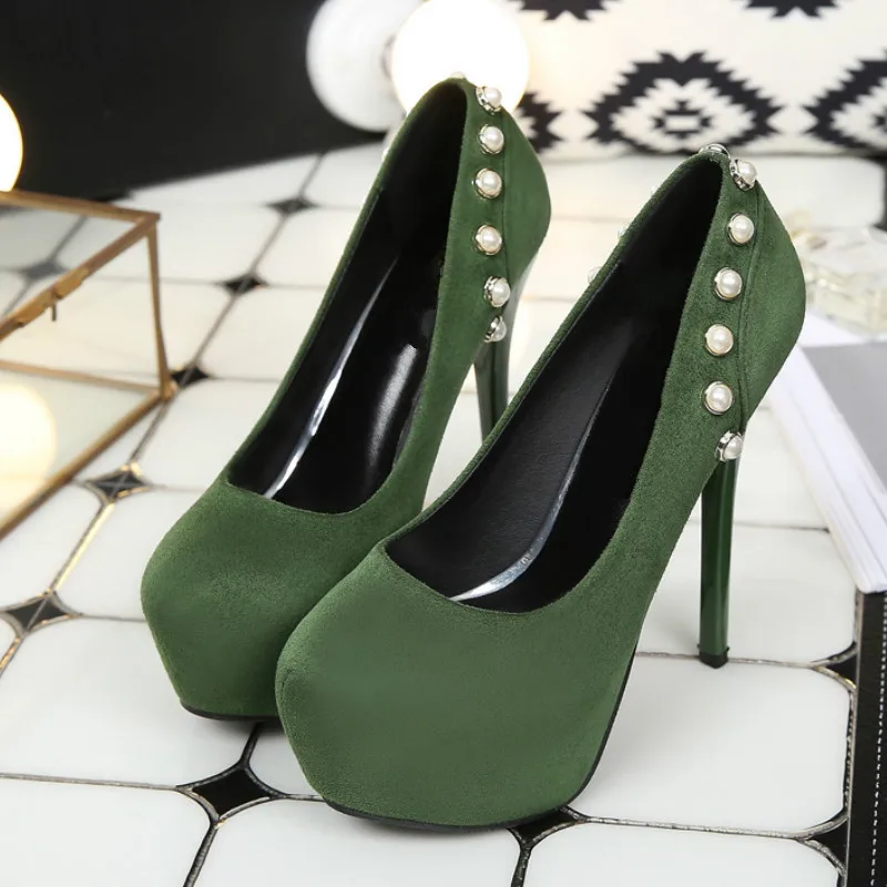 Модные женские туфли на платформе Туфли из флока высоком каблуке для женщин все