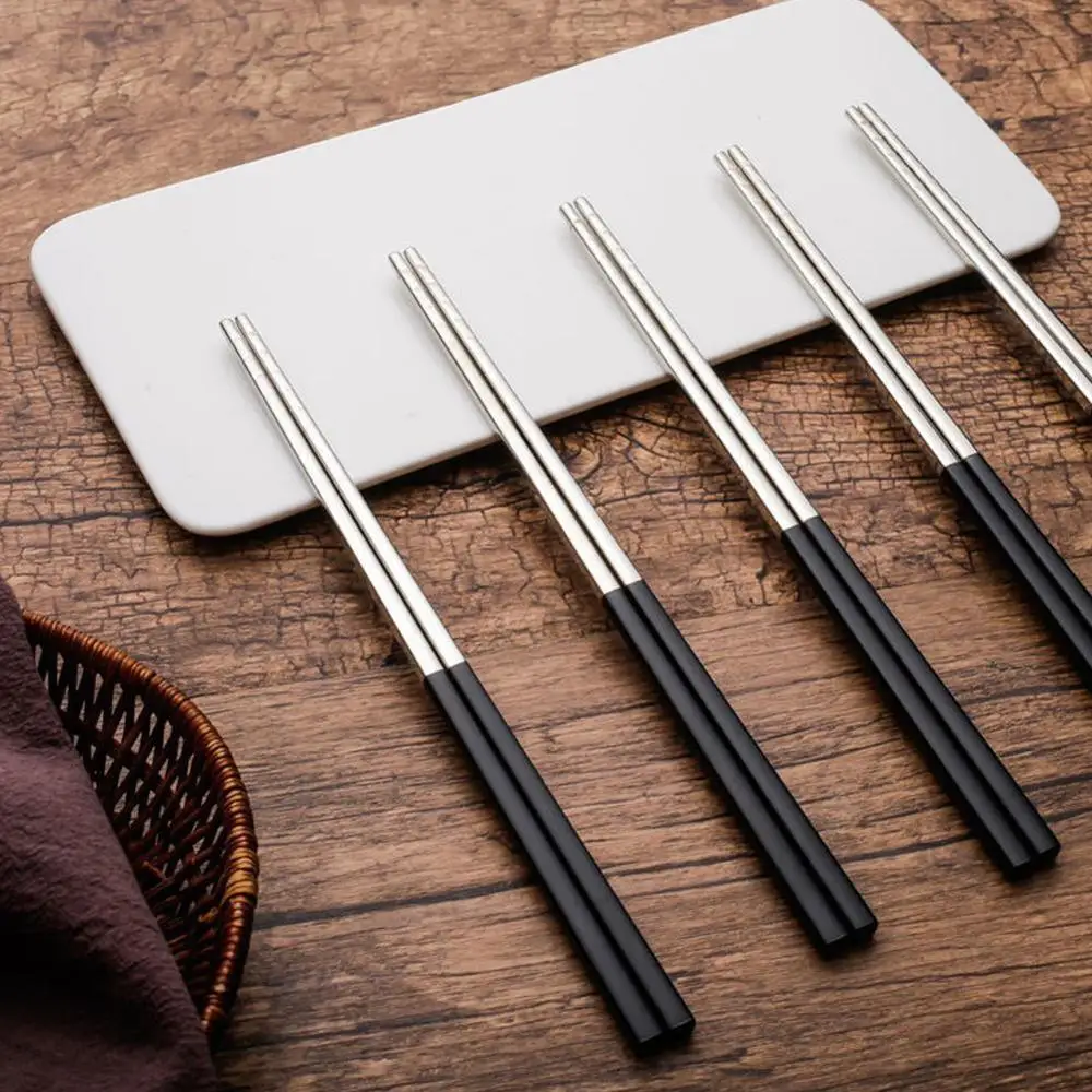 1 пара 304 стальные палочки для еды черные корейские Нескользящие китайские