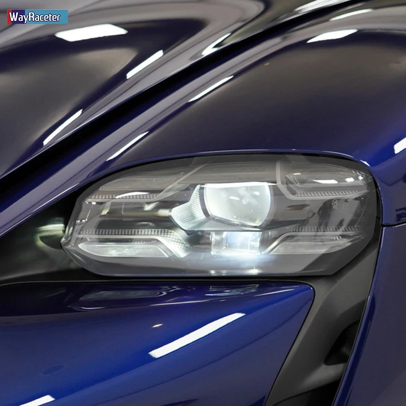 

2 Pcs Car Headlight Protective Film Headlamp Restoration Transparent Black TPU Sticker For Porsche Taycan 2019 2020 Accessories