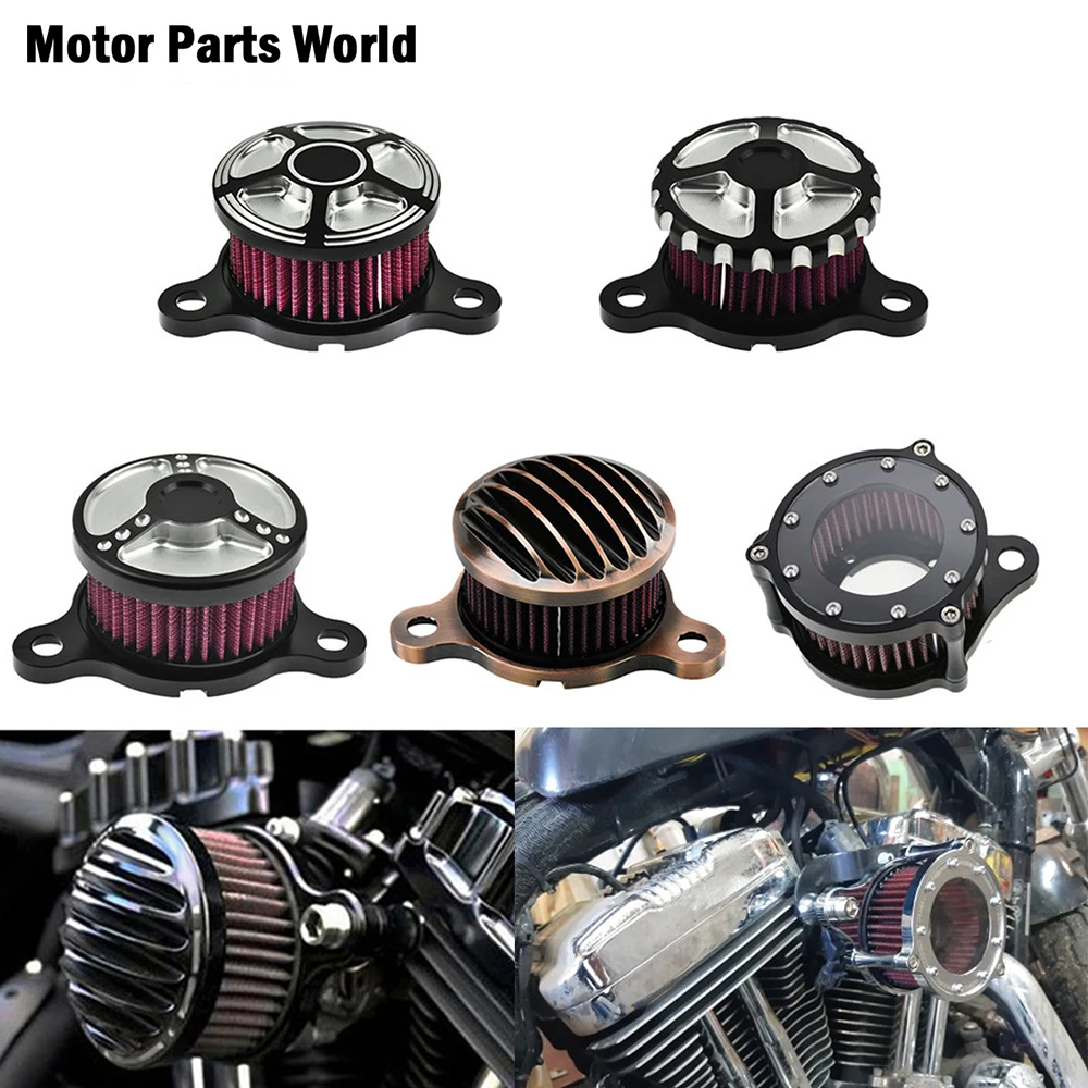 Kit de filtro de aire para motocicleta, sistema de admisión CNC de aluminio para Harley Sportster XL 883 1200 48 1991-2017
