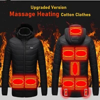 8 parts winter massage heating thermal cotton coat usb hooded clothing men women warm jackets clothing waterproof bomber jacket